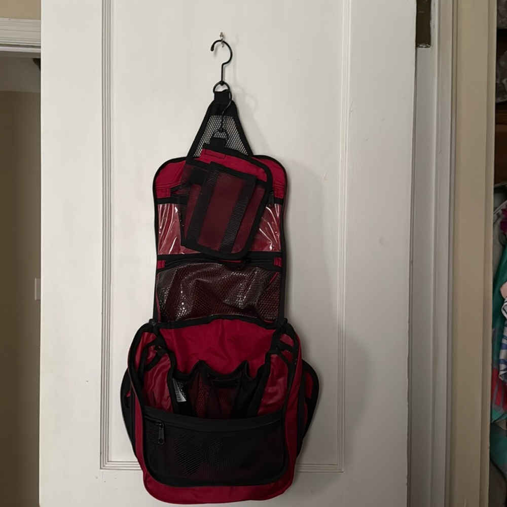 L L Bean Toiletry Bag Medium Personal Organizer Red, Used
